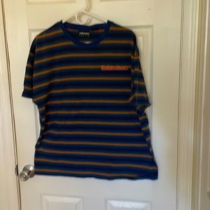 The Hundreds size XL shirt with stitched logo. Blue with red yellow green stripe